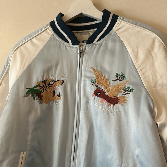 Aritzia TNA Golden Satin Embroidered Tiger Insulated Bomber Jacket - Picture 6 of 12